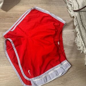 Nike Women's Red and Gray Athletic Shorts